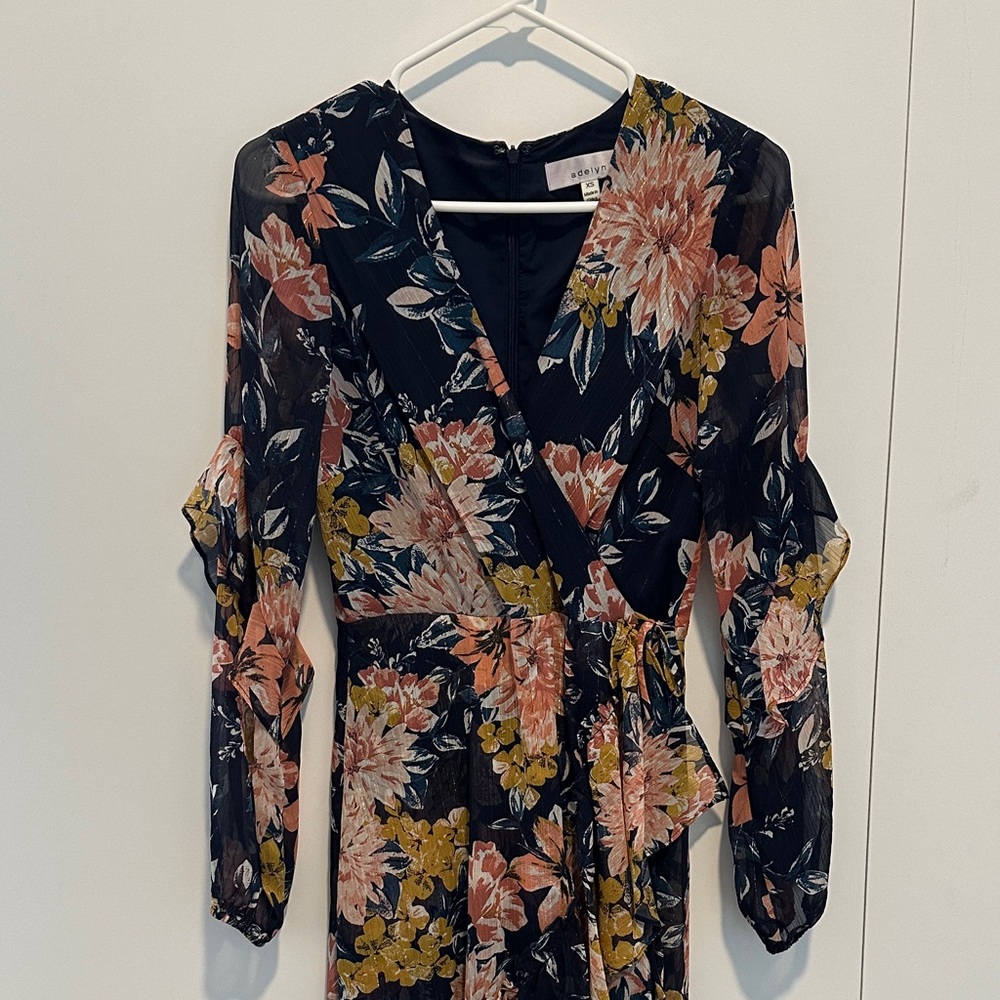 Adelyn Rae Navy Floral Long Sleeve Dress